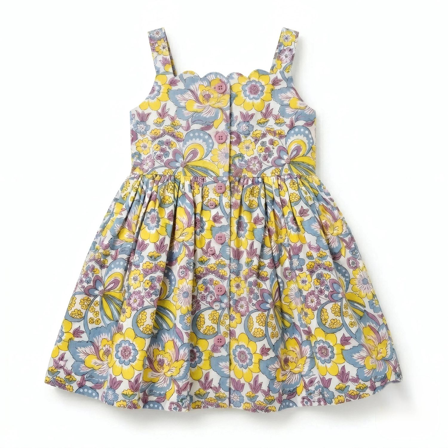 Girls Multicolor Block Print Cotton Summer Dress