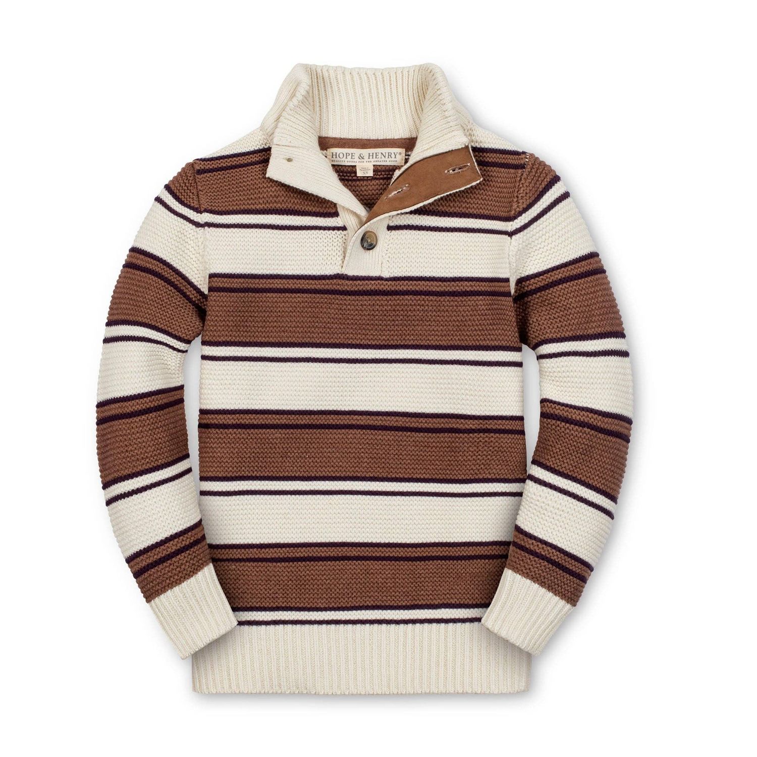 Organic Mock Neck Stripe Sweater Boy
