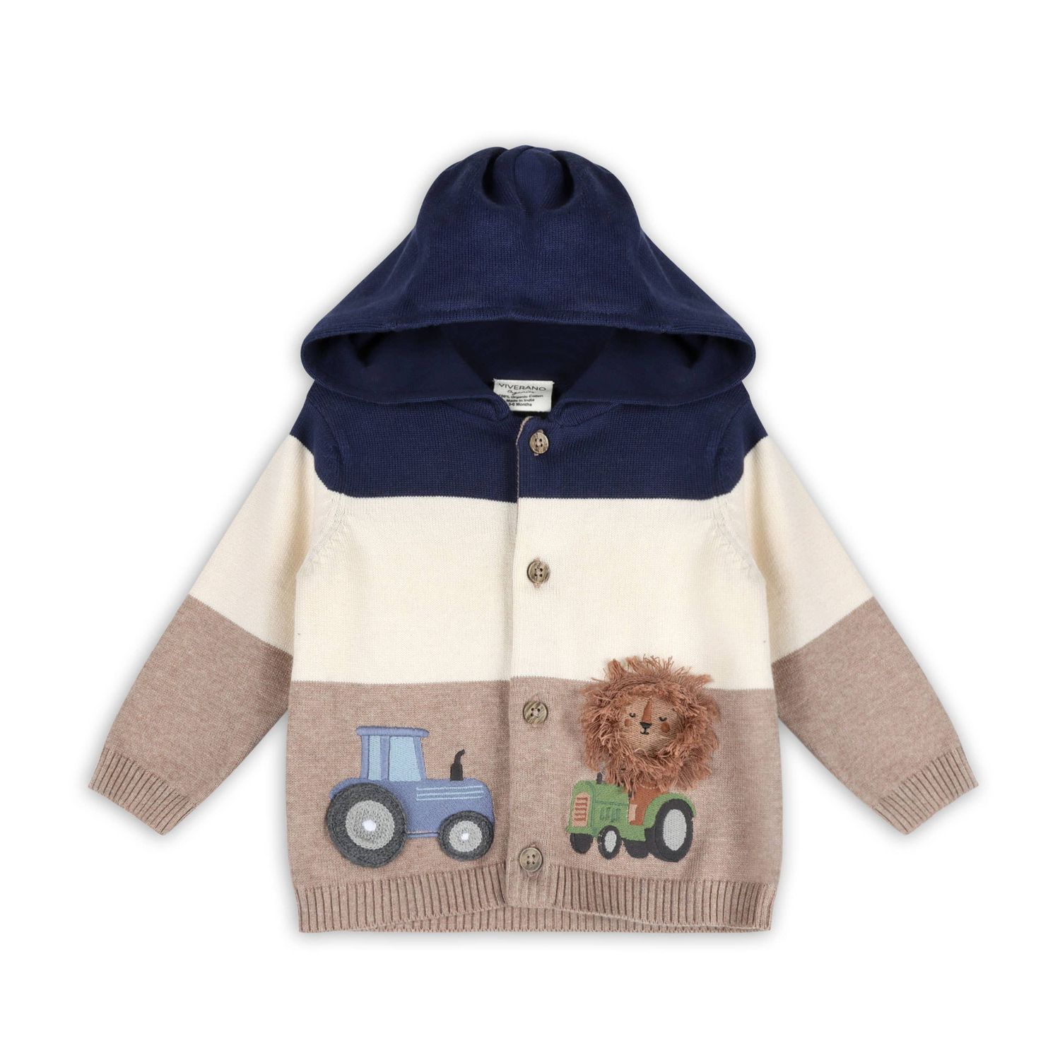 Lion Farm Truck Knit Baby Hooded Jacket (Organic Cotton)