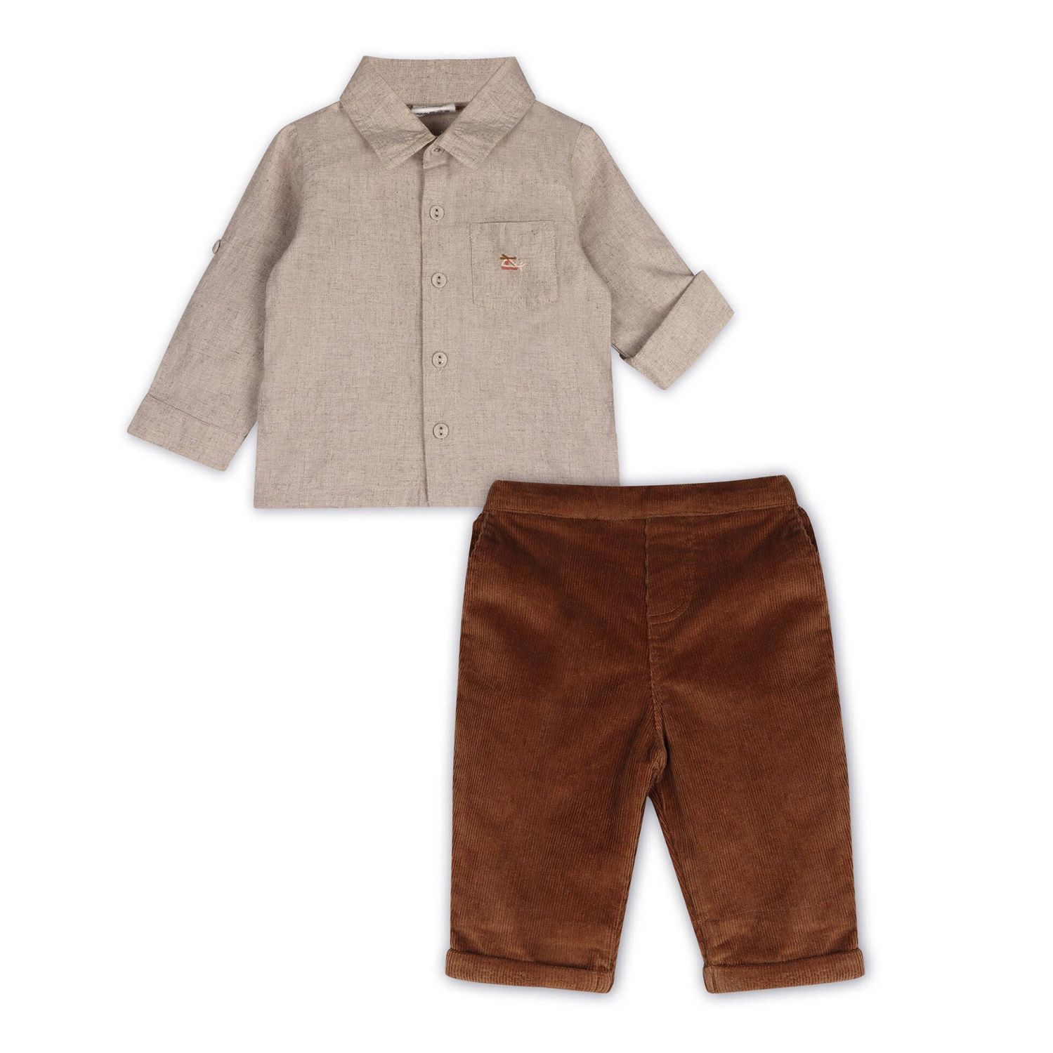 Positano Linen Baby Shirt &amp; Corduroy Pants (Organic)