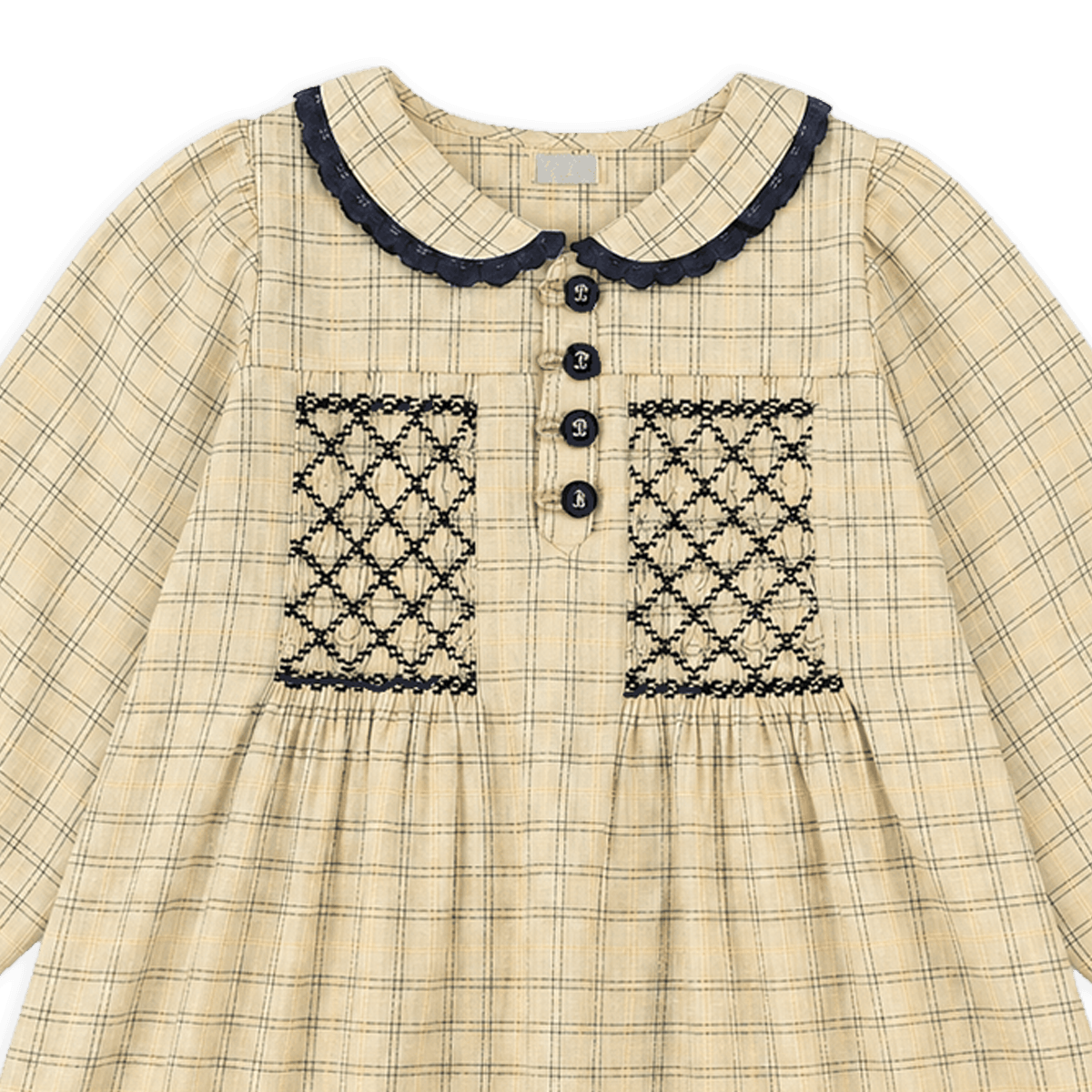 Hand Smocked Gingham Baby Dress Organic Cotton