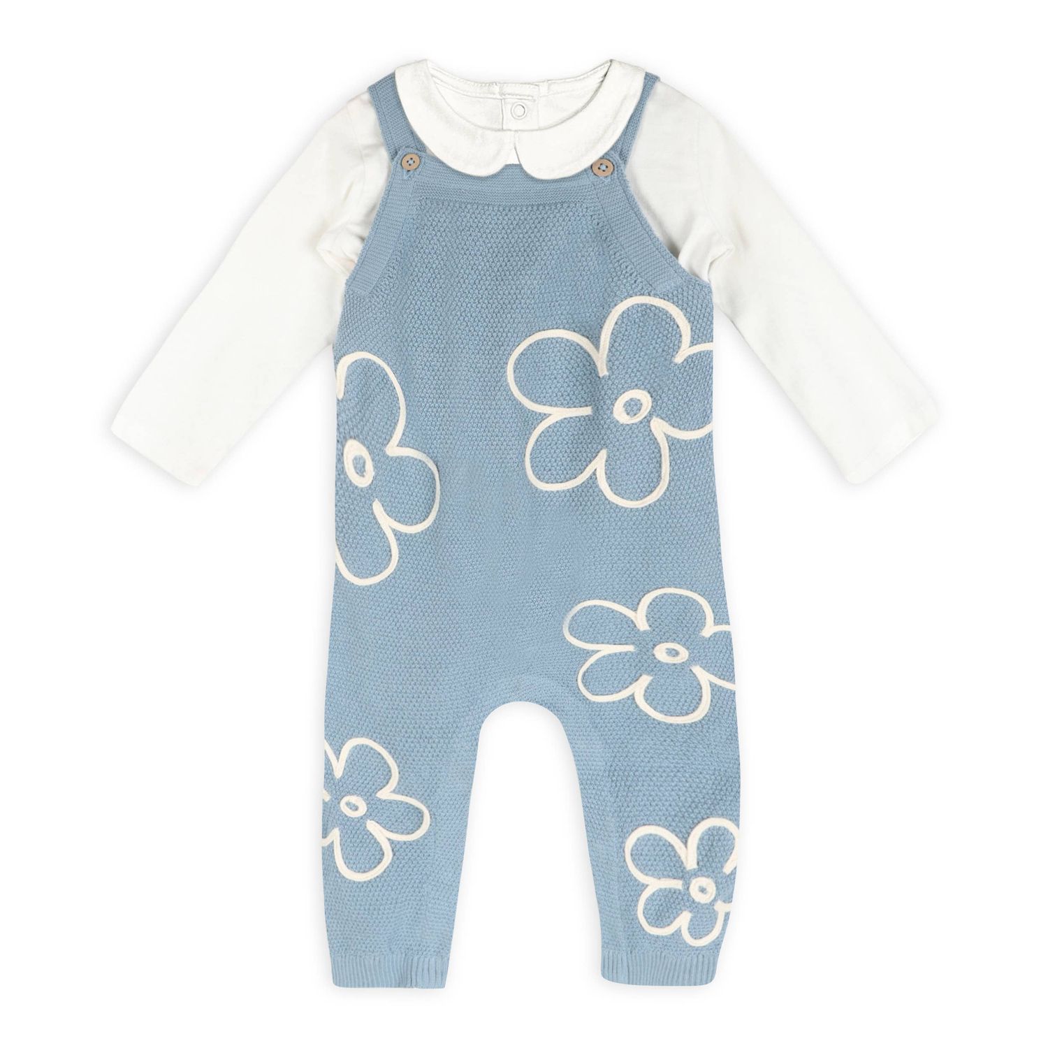 Wildflower Embr Knit Baby Overall Set (Organic Cotton)