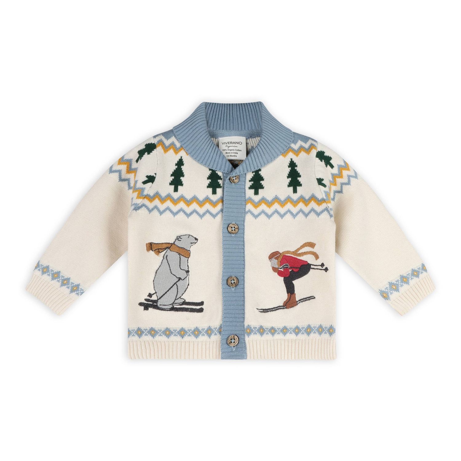 Ski Shawl Collar Baby Knit Cardigan (Organic Cotton)