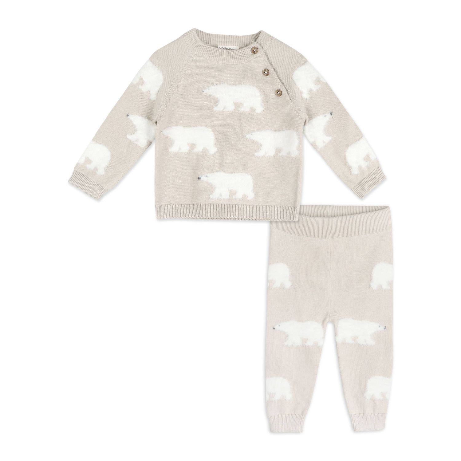 Polar Bear Baby Sweater Pullover &amp; Pants (Organic Cotton)