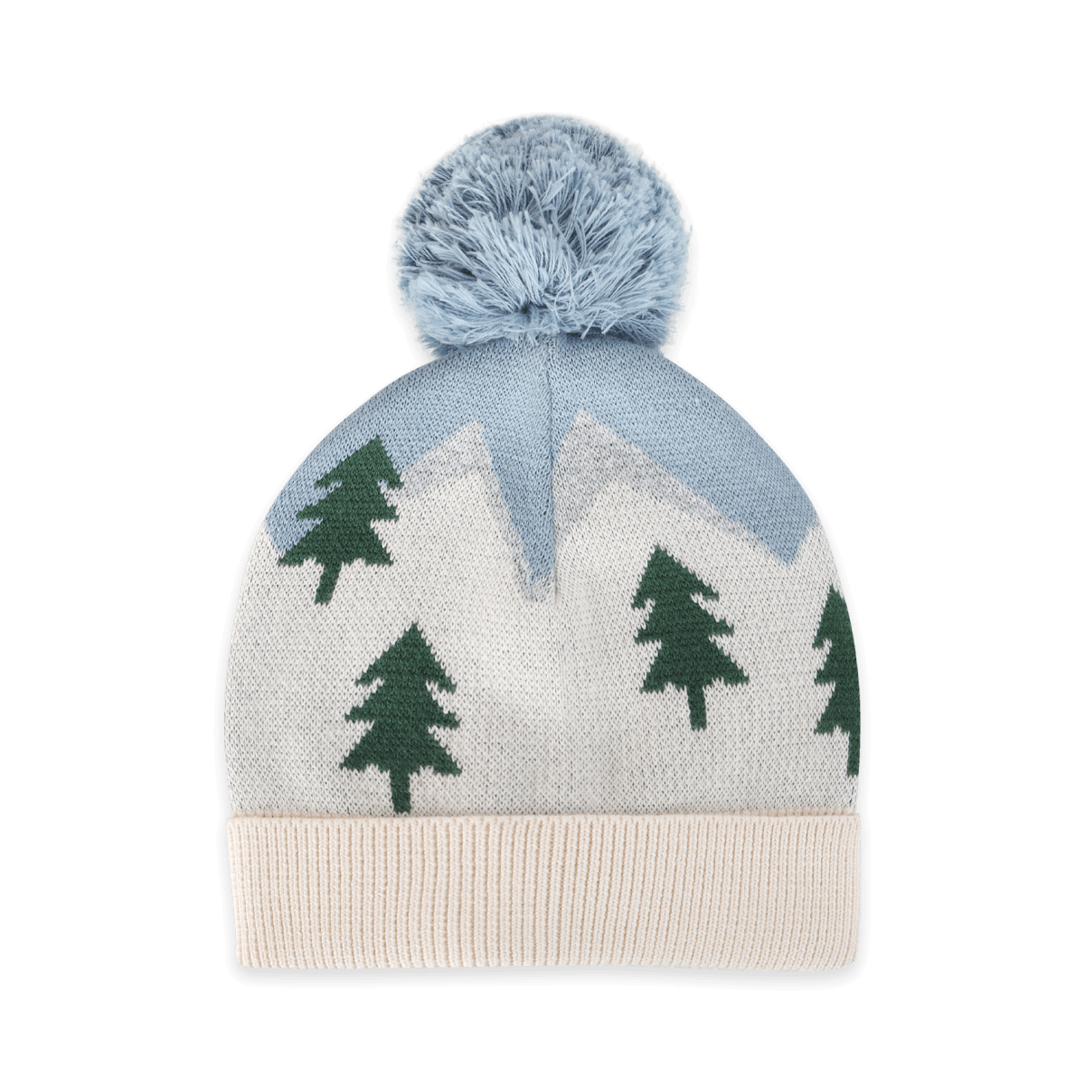 Ski Alpine Peaks Knit Baby Beanie with Pom (Organic Cotton), Color: Mineral Blue, Size: One Size