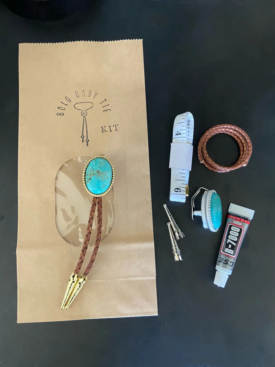 Clip On Bolo Tie Kit, Color: Turquoise