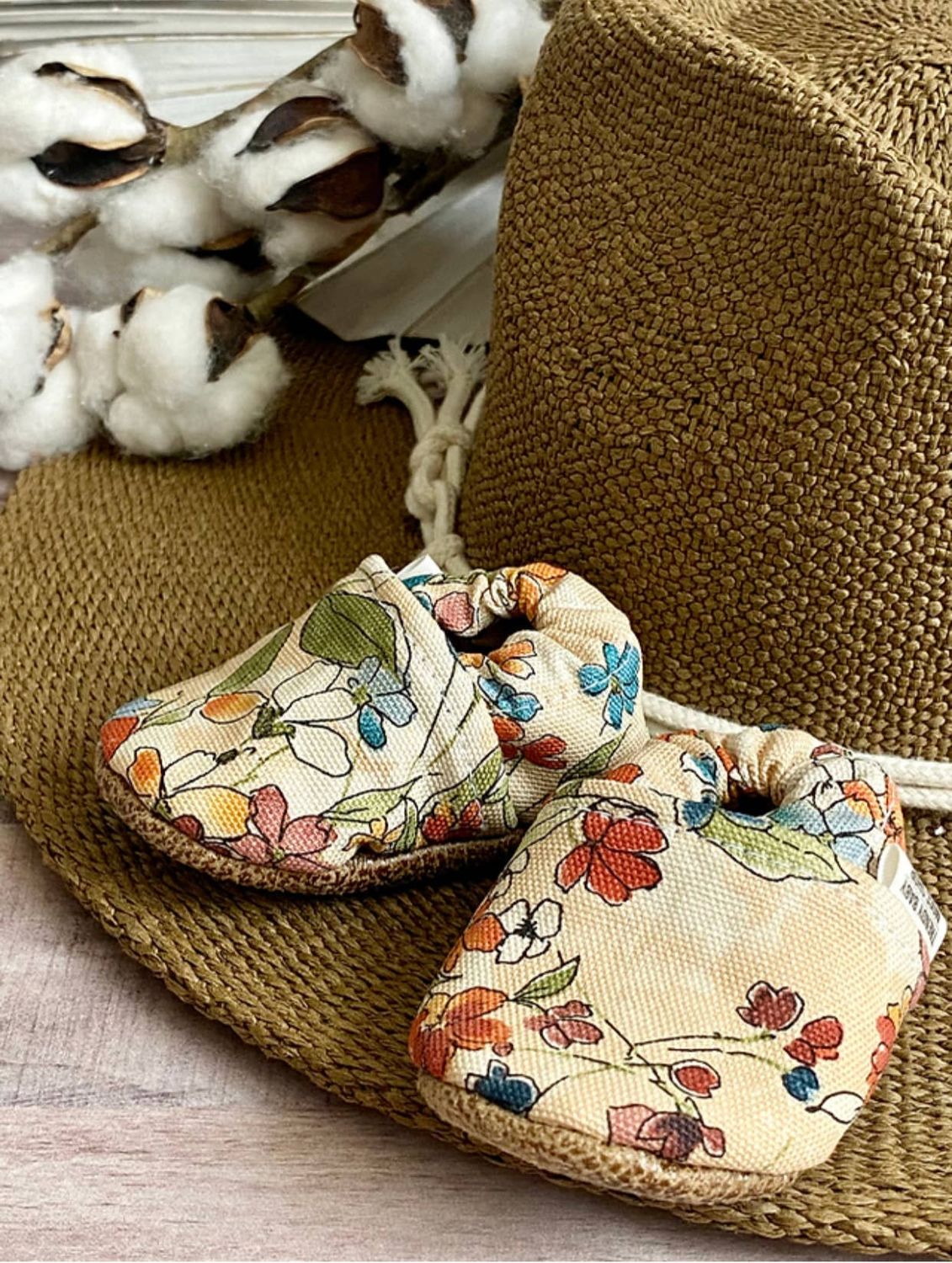 Vintage Floral Baby Moccasins