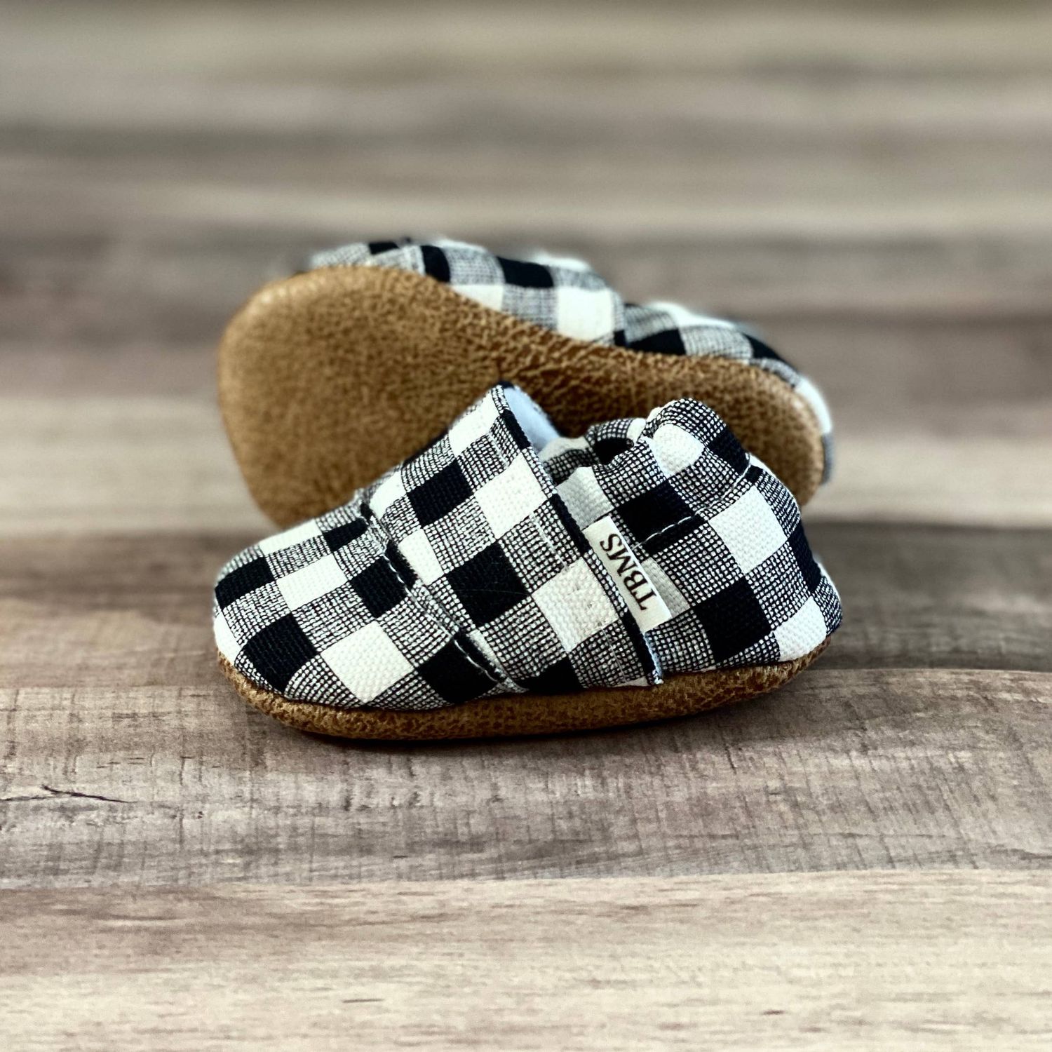 Black And White Buffalo Check Angled Moccasins
