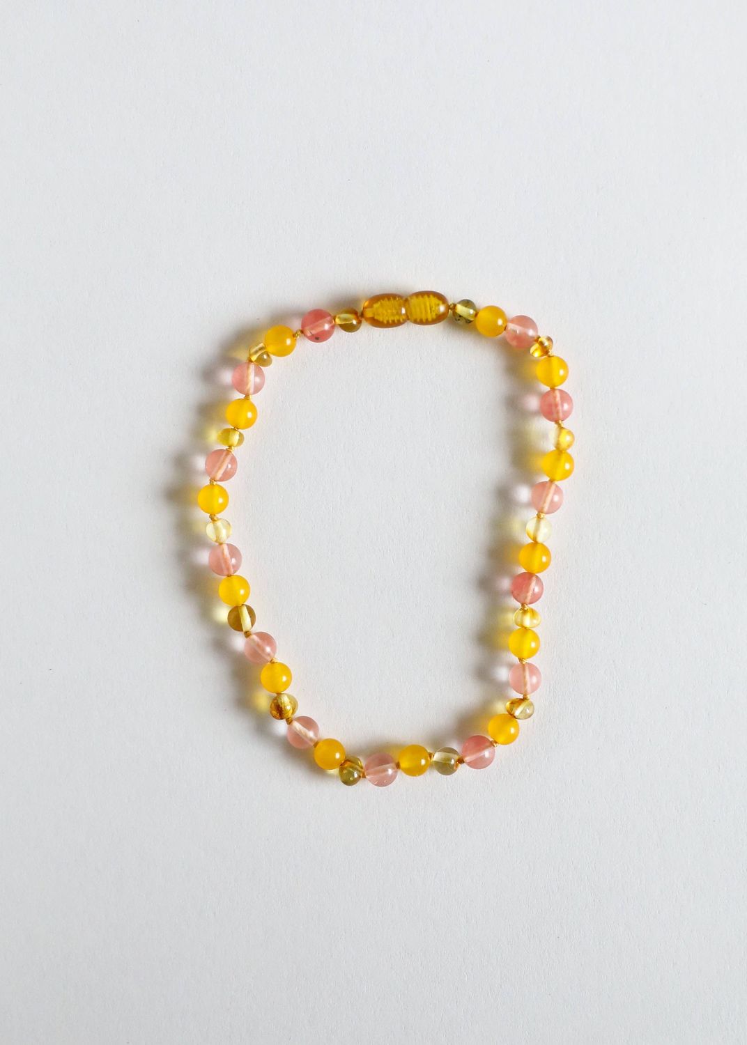 Polished Honey Baltic Amber + Honeysuckle | Necklace, Length: 11" Baby Necklace