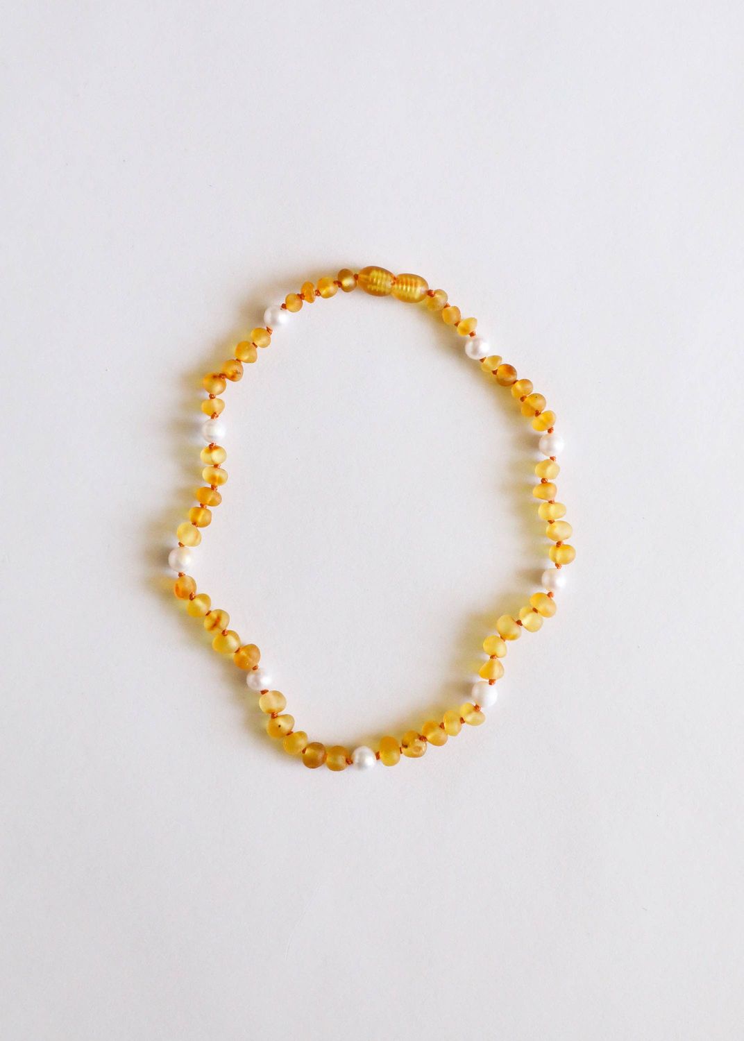 Raw Honey Baltic Amber + Pearl, Size: 11" Baby Necklace