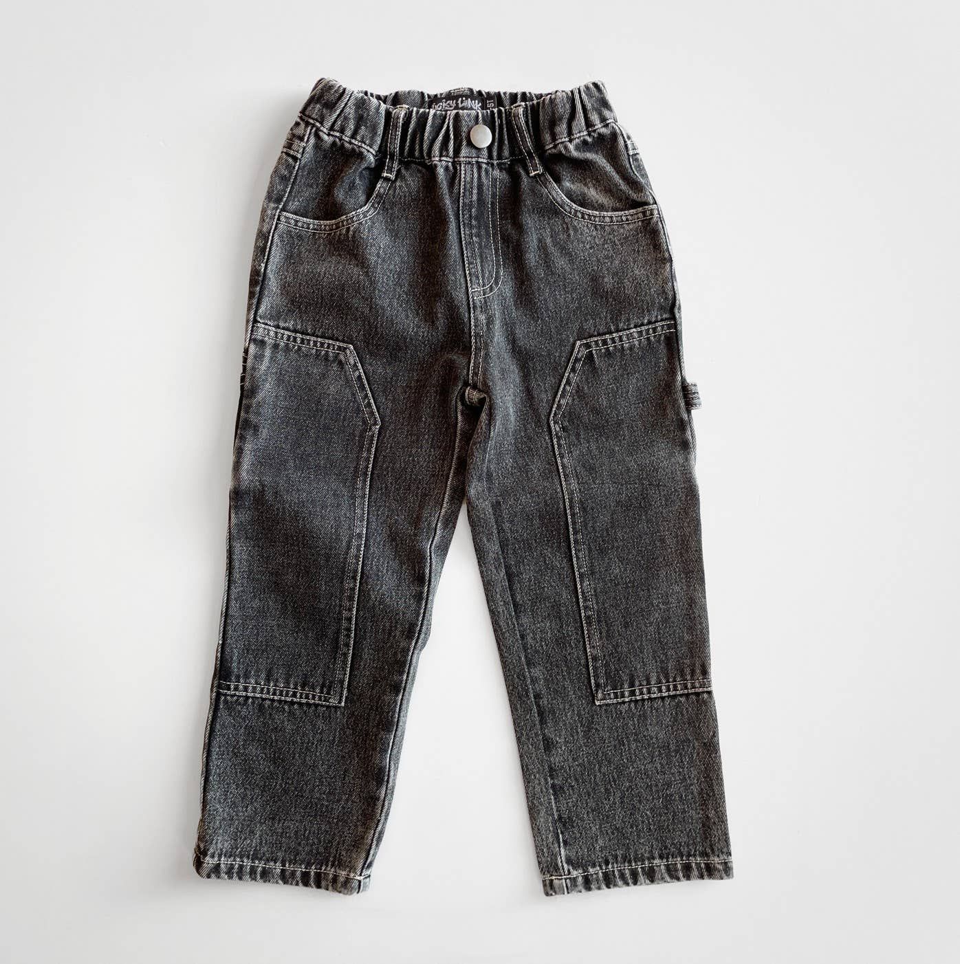 Black Toddler Double-Knee Carpenter Denim