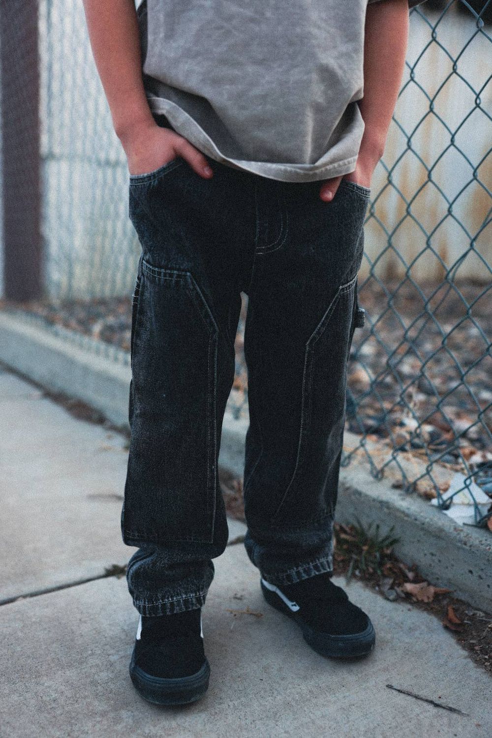 Black Toddler Double-Knee Carpenter Denim