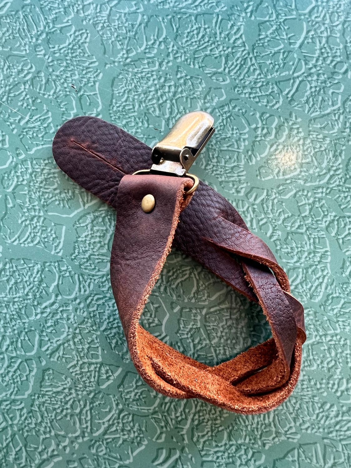Leather Binky Clip (Hand Made)