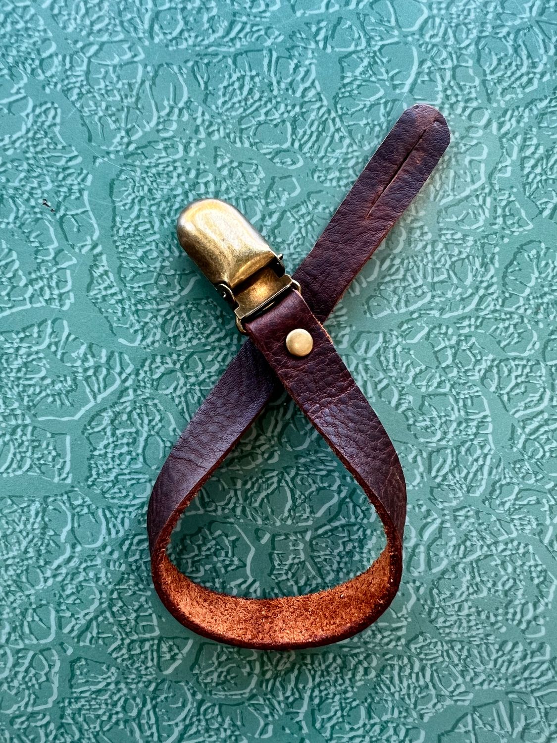 Leather Binky Clip (Hand Made), Color: Small Brown