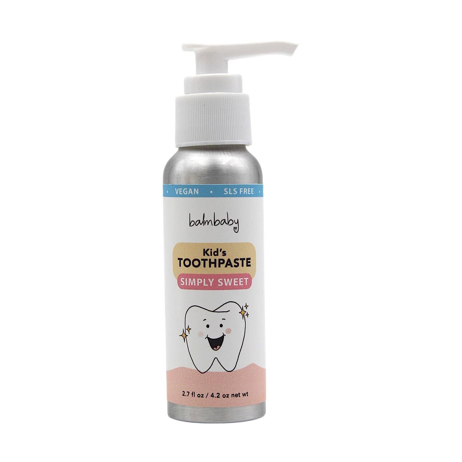 All Natural Kids Toothpaste - w/ Pump by Balm Baby, Flavor: Simply Sweet, Size: 2.7 oz