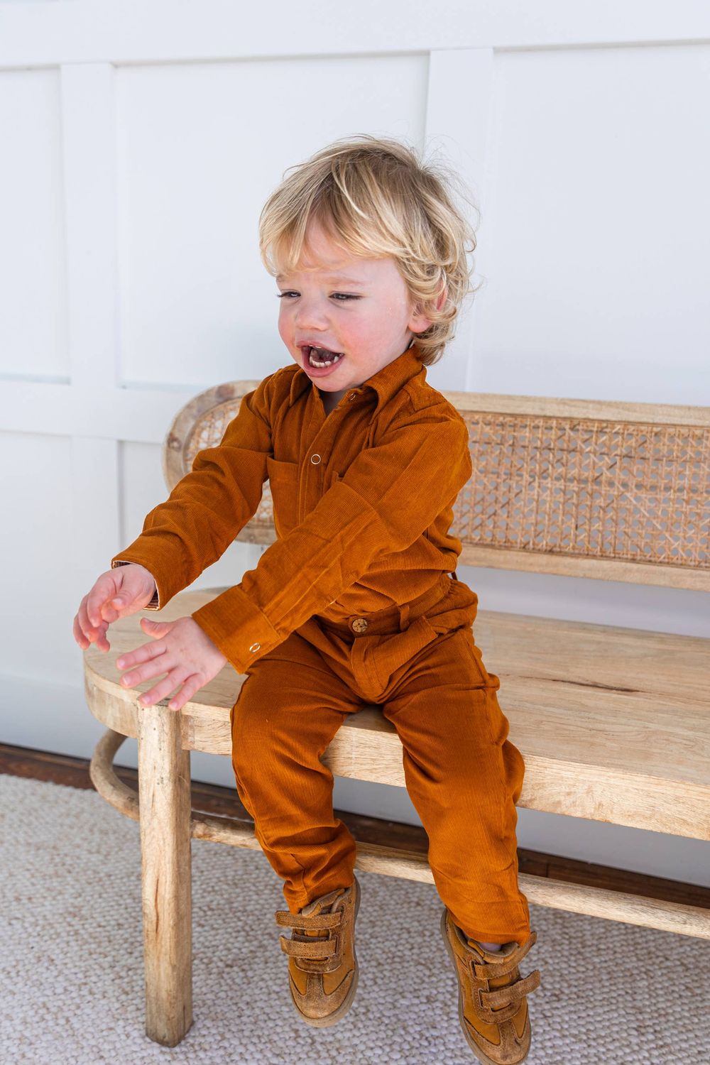 Rust Corduroy Solid Color Boys Shirts