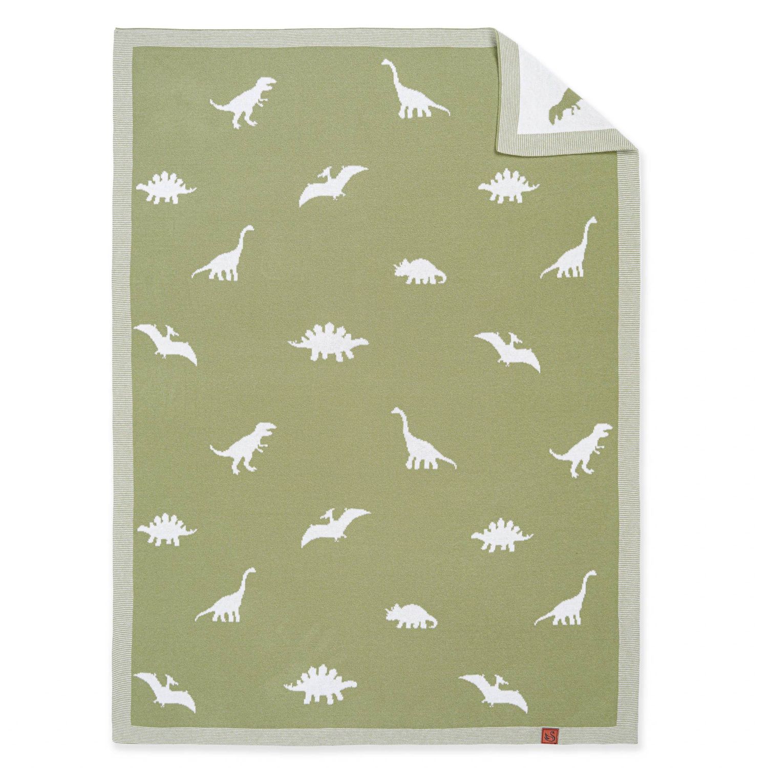 100% Cotton Dinosaur Baby Blanket, Knitwear 2 Sides Dino