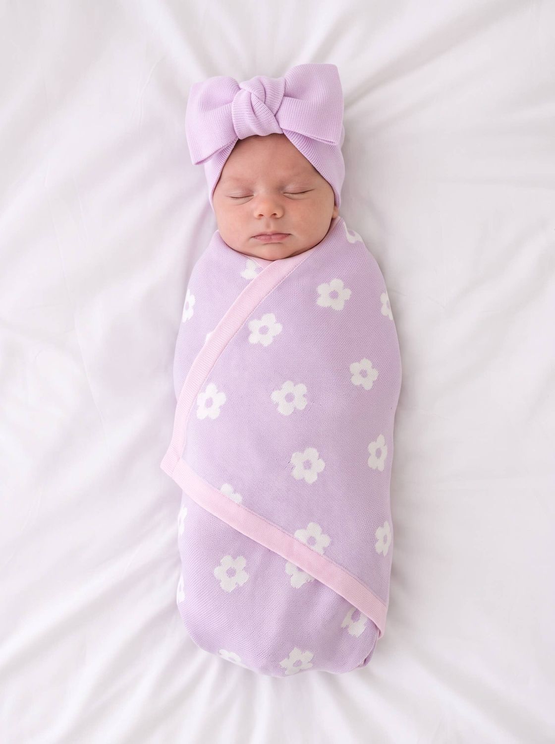 100% Cotton Daisy Baby Blanket, Knitwear 2 Sides (Pink)