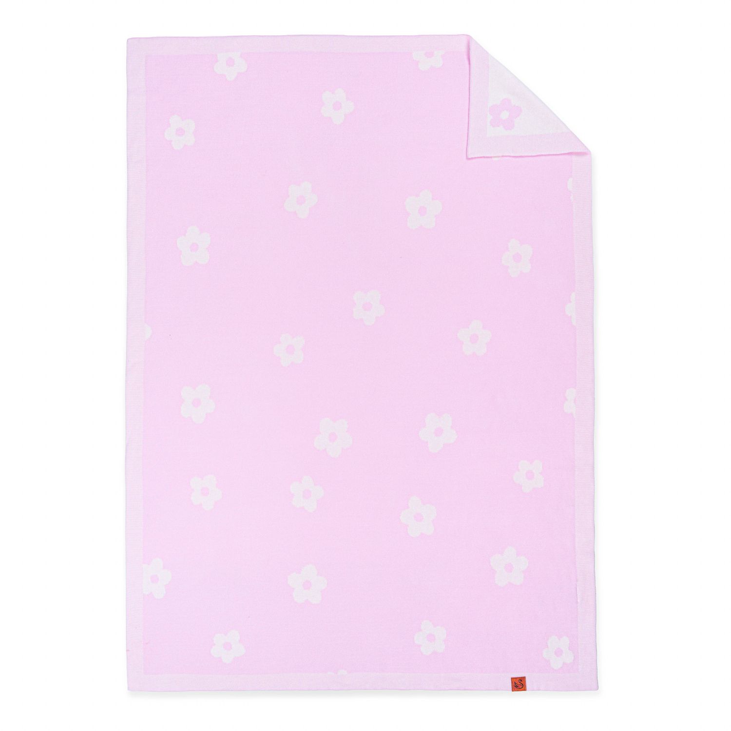 100% Cotton Daisy Baby Blanket, Knitwear 2 Sides (Pink)