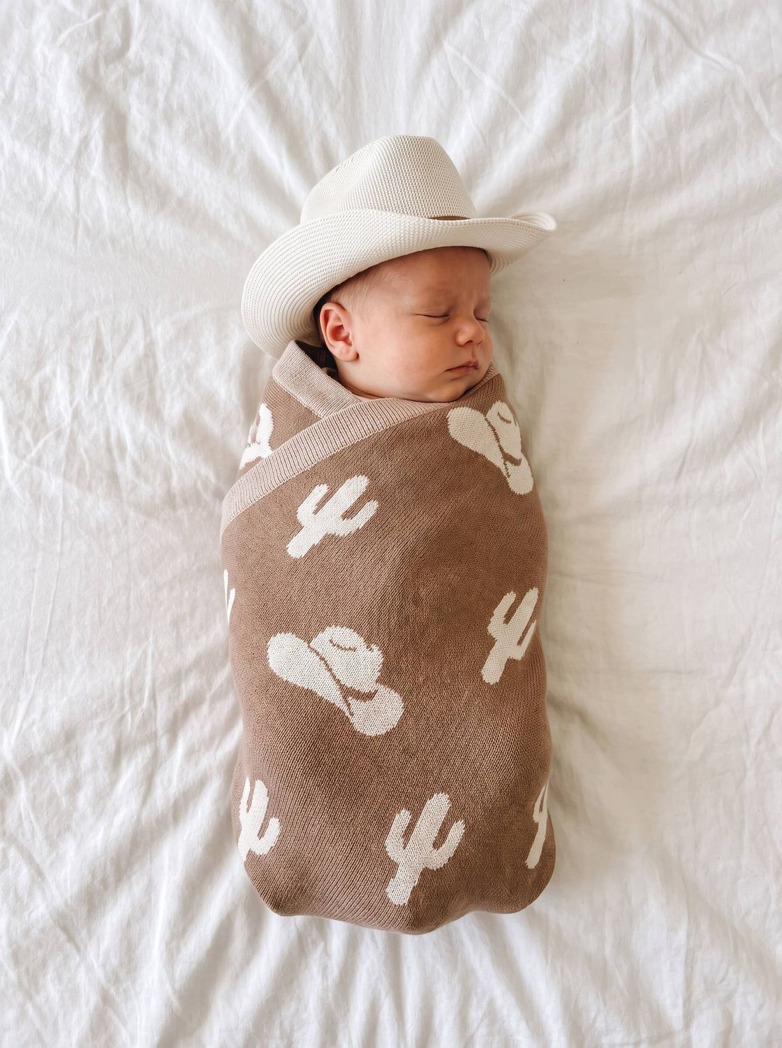100% Cotton Western Baby Blanket, Knitwear 2 Sides Cactus
