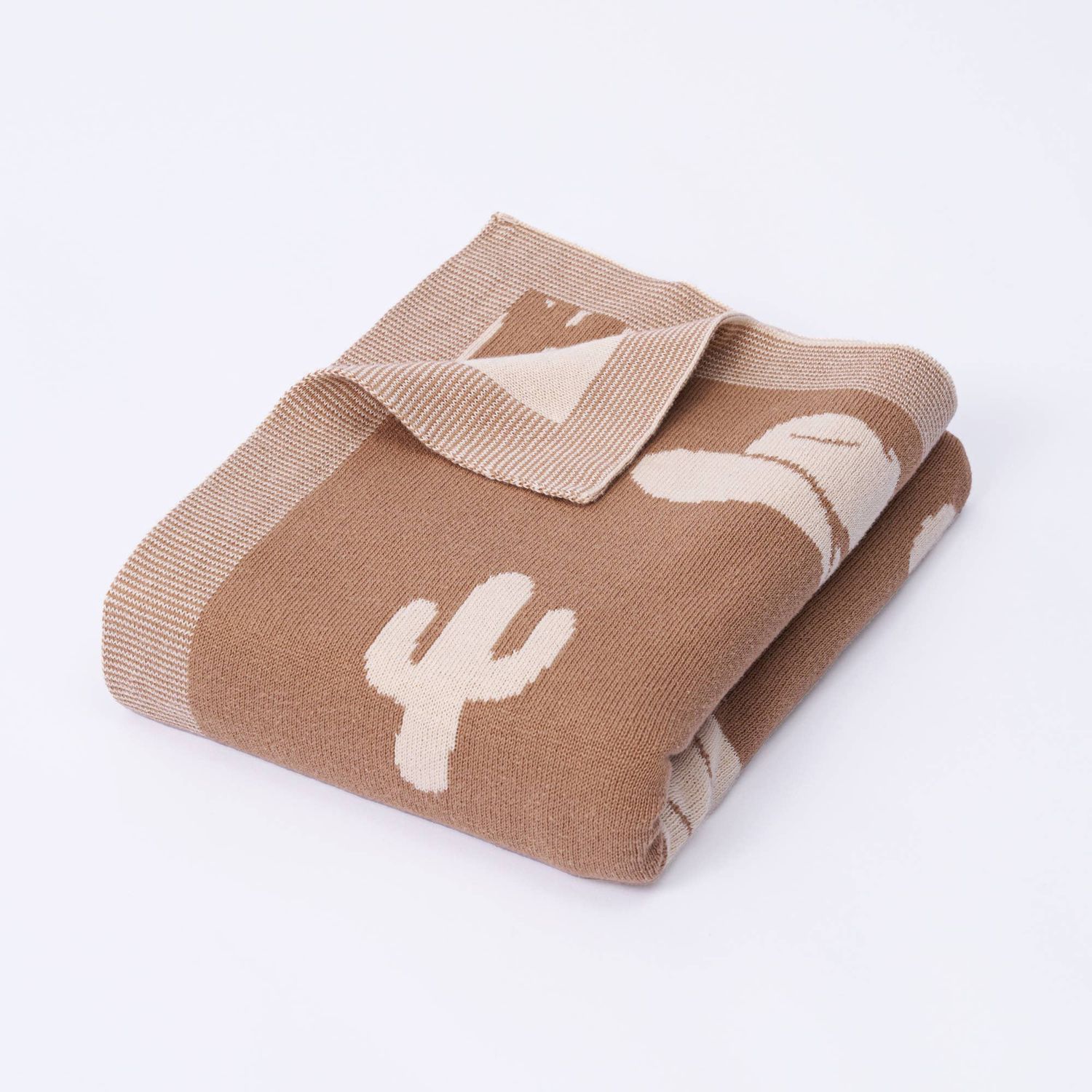 100% Cotton Western Baby Blanket, Knitwear 2 Sides Cactus