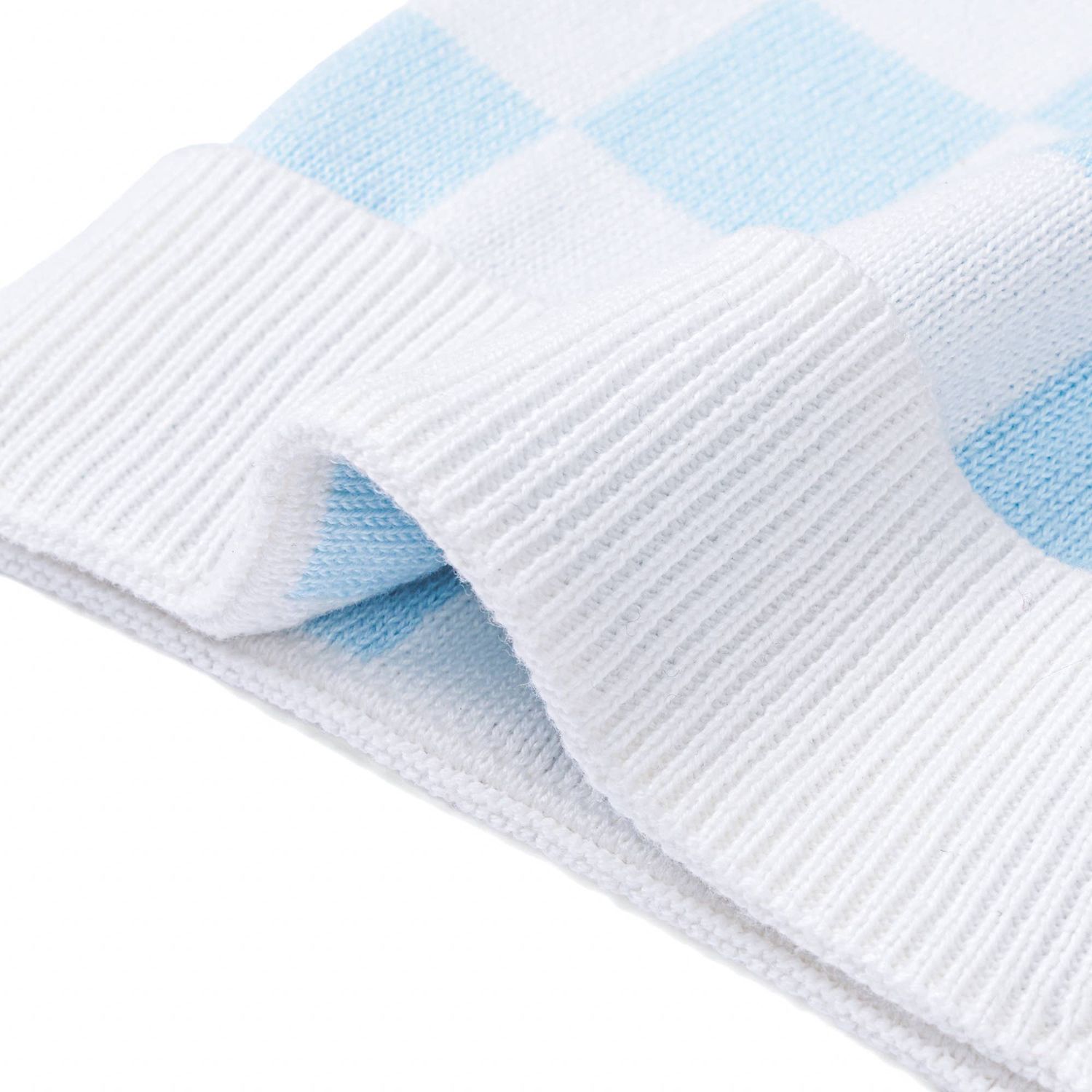 Blue Checkered Baby Beanie 100% Cotton