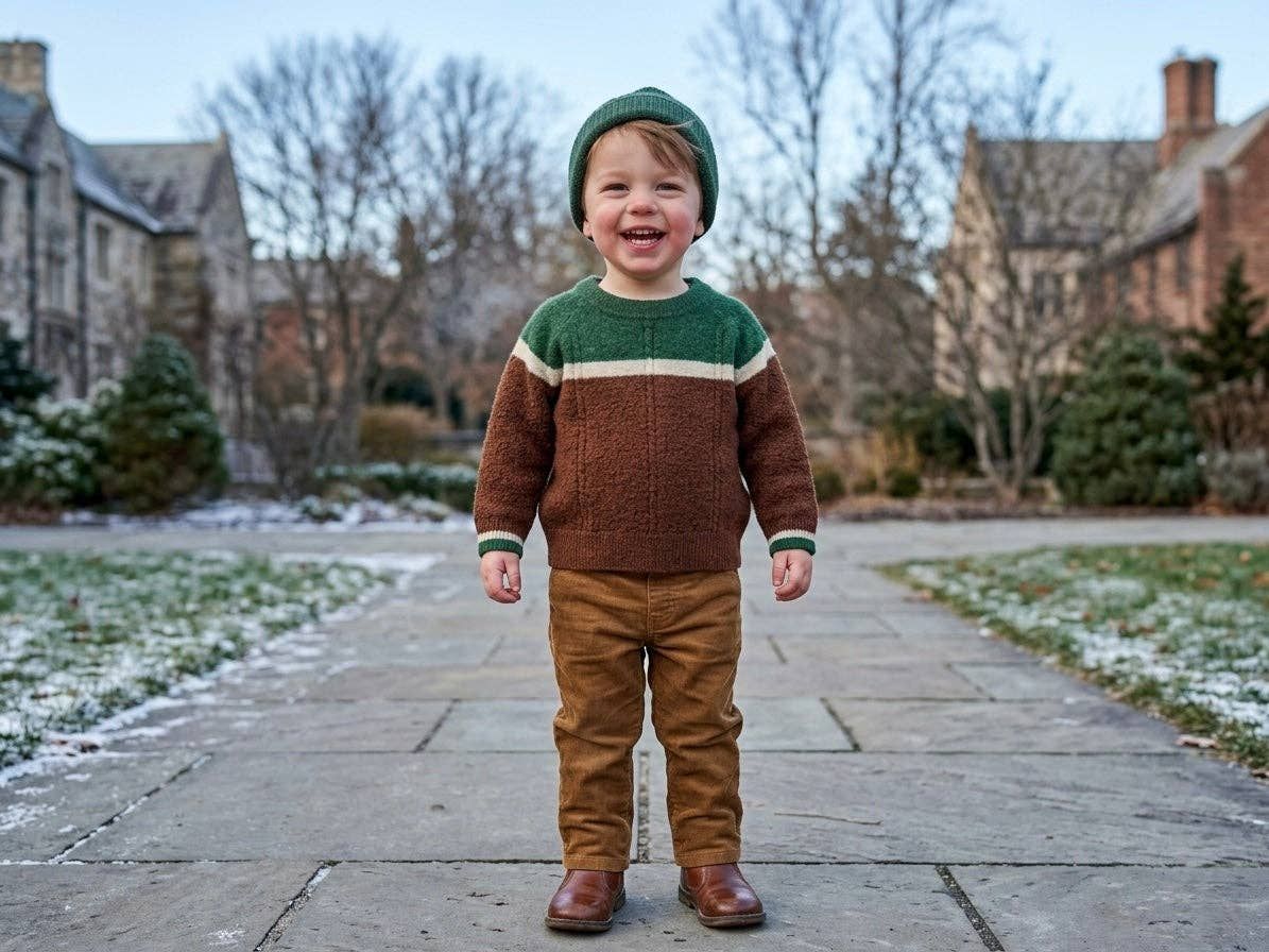 100% Merino Wool Kids Sweater: Heirloom Winter Knitwear, Size: 1T =18-24M