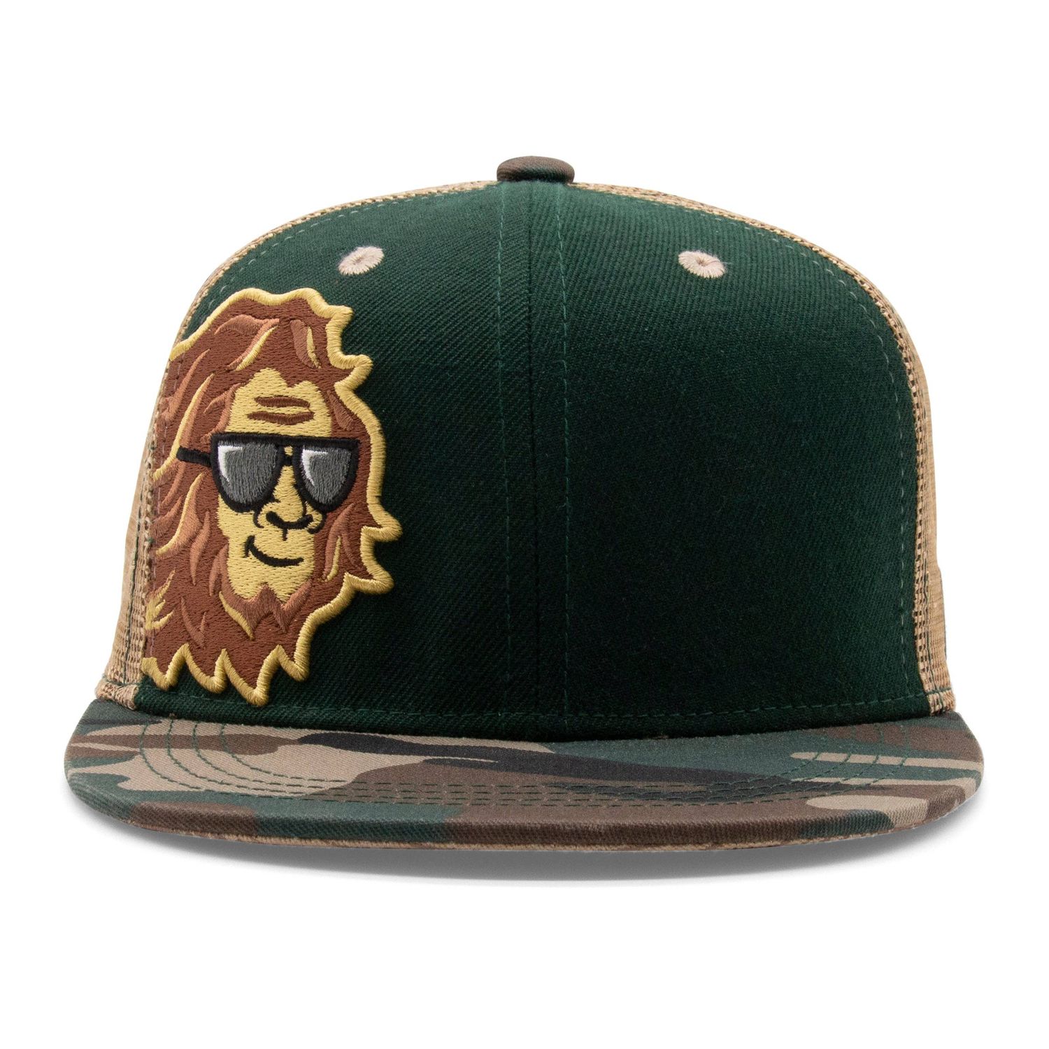 Kids Bigfoot Flat Bill Hat, Color: Green, Size: One-Size