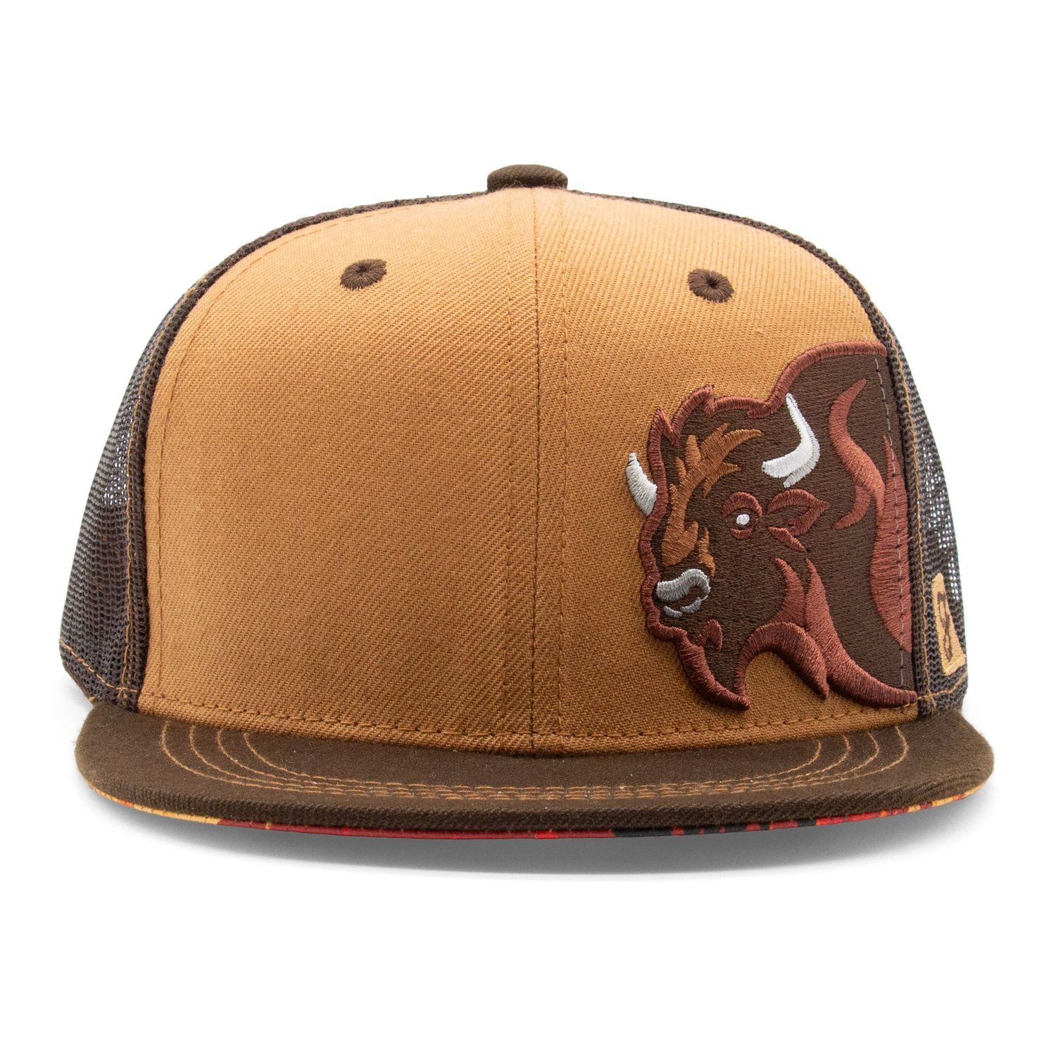 Kids Bison Flat Bill Hat Brown, Color: Brown, Size: One-Size