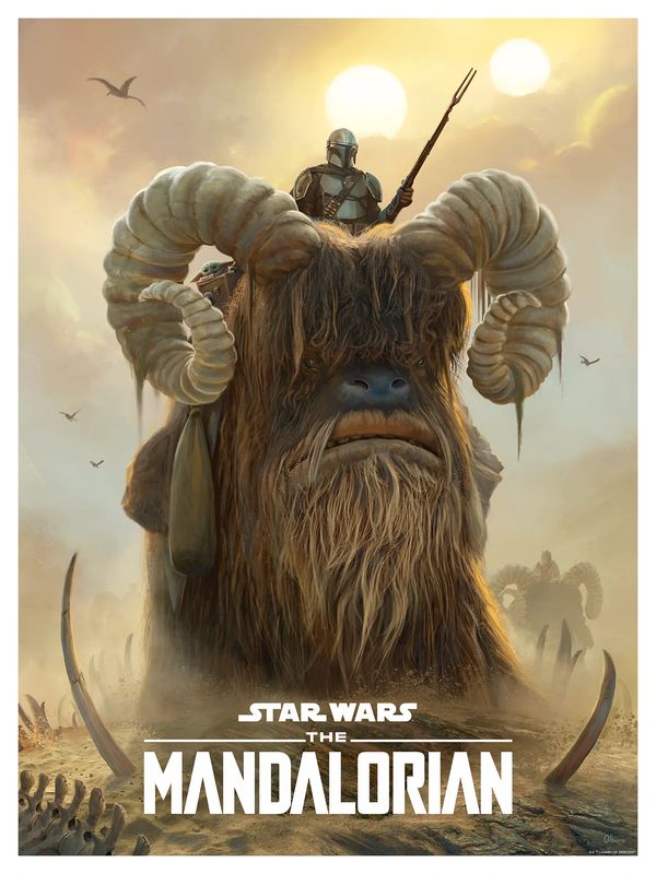 Star Wars The Mandalorian Pablo Olivera &quot;Bantha Ride&quot; Framed Artwork /250