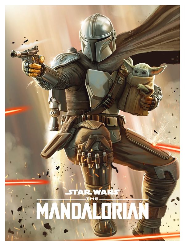 Star Wars The Mandalorian Pablo Olivera &quot;The Gunslinger&quot; Framed Artwork /200
