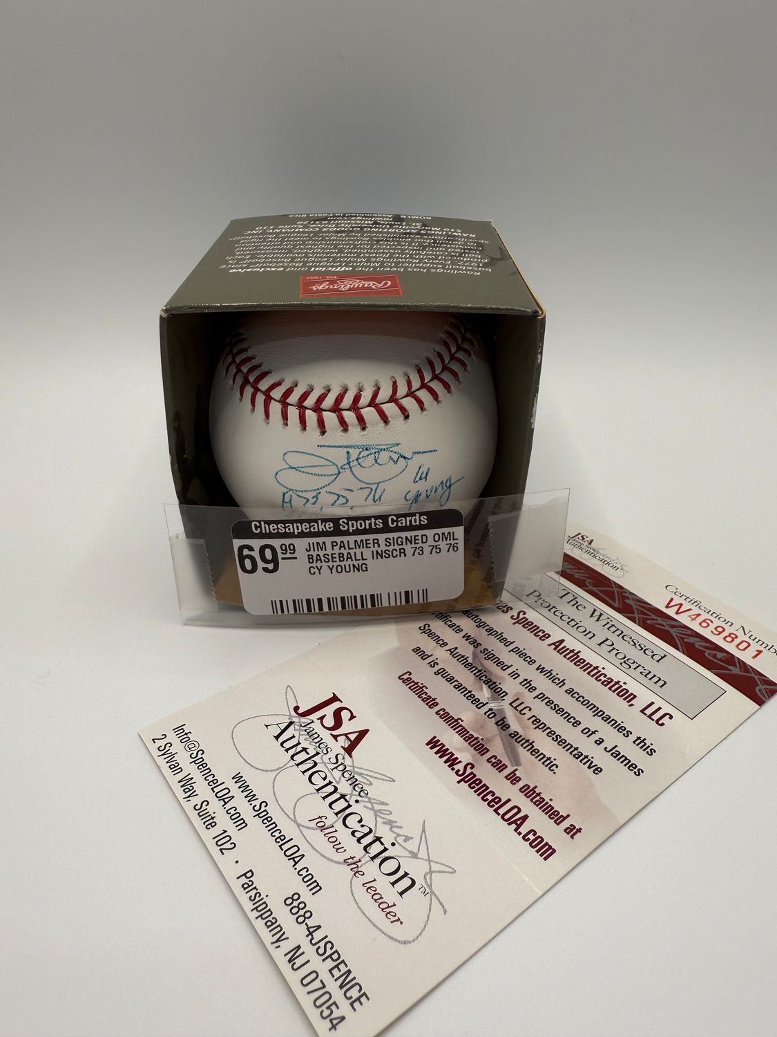 Jim Palmer Signed OAL Baseball “Cy Young&quot; Inscribed