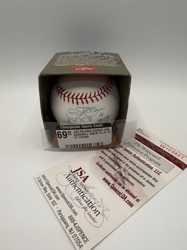 Jim Palmer Signed OAL Baseball “Cy Young&quot; Inscribed