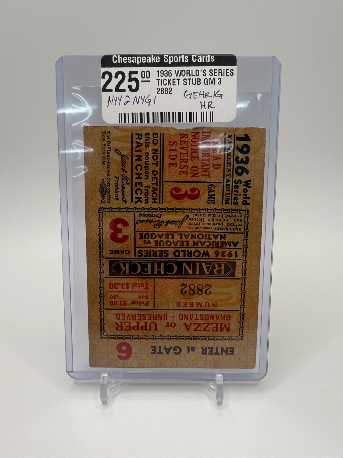 1936 World Series Game 3 Ticket