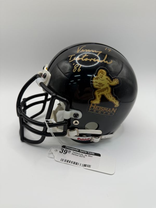 Vinny Testaverde Signed Football Mini Helmet &quot;HEISMAN 86&quot; Inscribed
