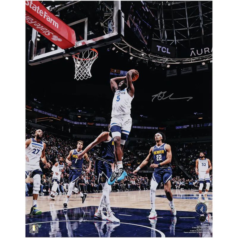 Anthony Edwards Minnesota Timberwolves Autographed 16" x 20" Dunk vs. Nuggets Photograph