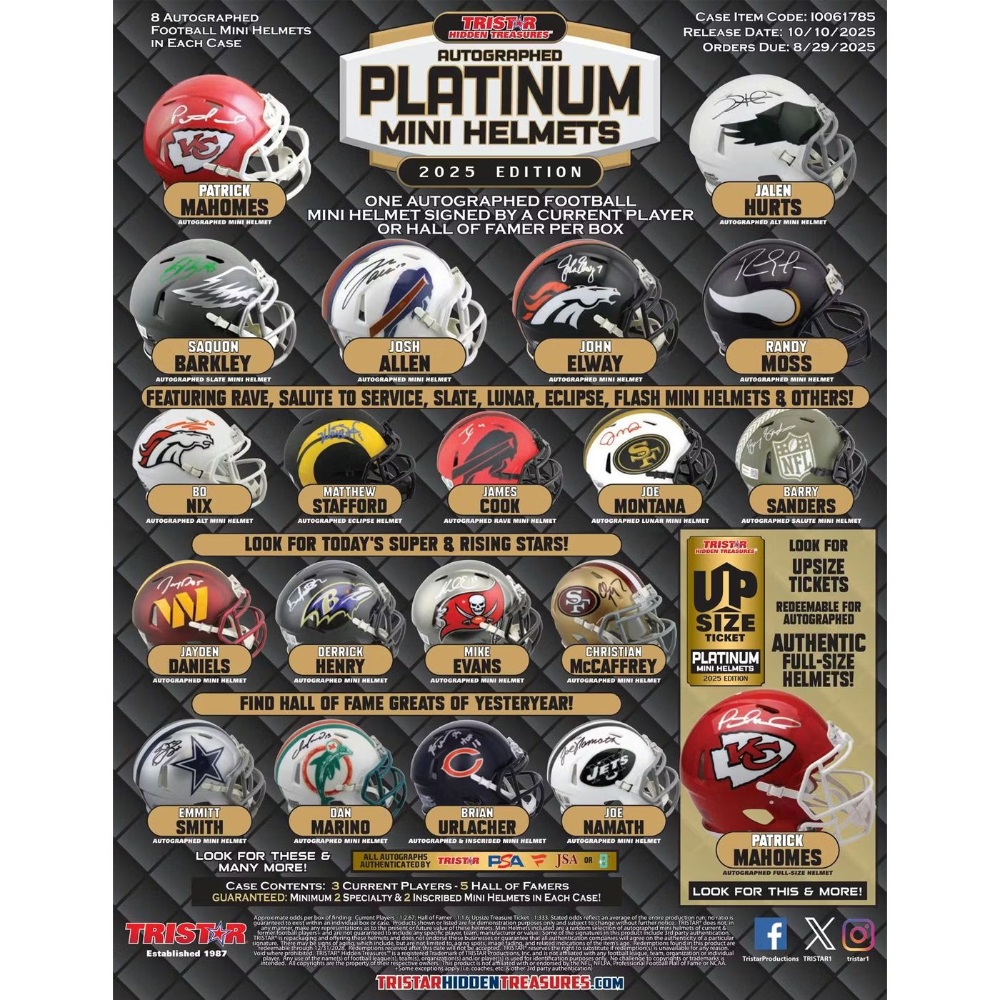 2025 TRISTAR Hidden Treasures Autographed Football Mini Helmet [Platinum Edition]