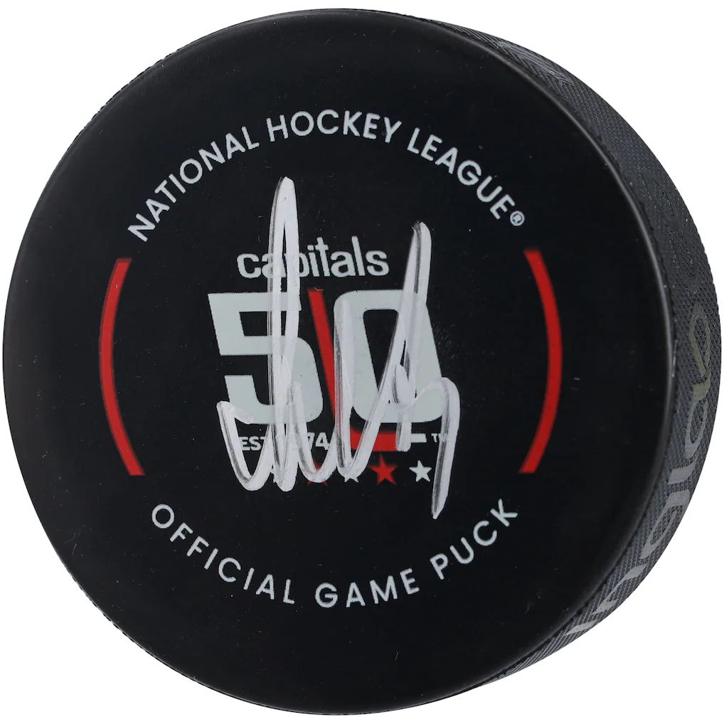 Alex Ovechkin Washington Capitals Autographed 50th Anniversary Official Game Puck