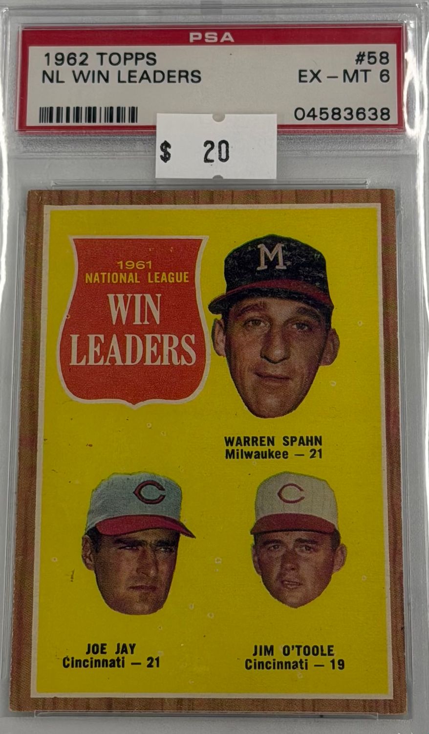 1962 Topps NL Win Leaders #58 PSA 6 (EX-MT) #04583638