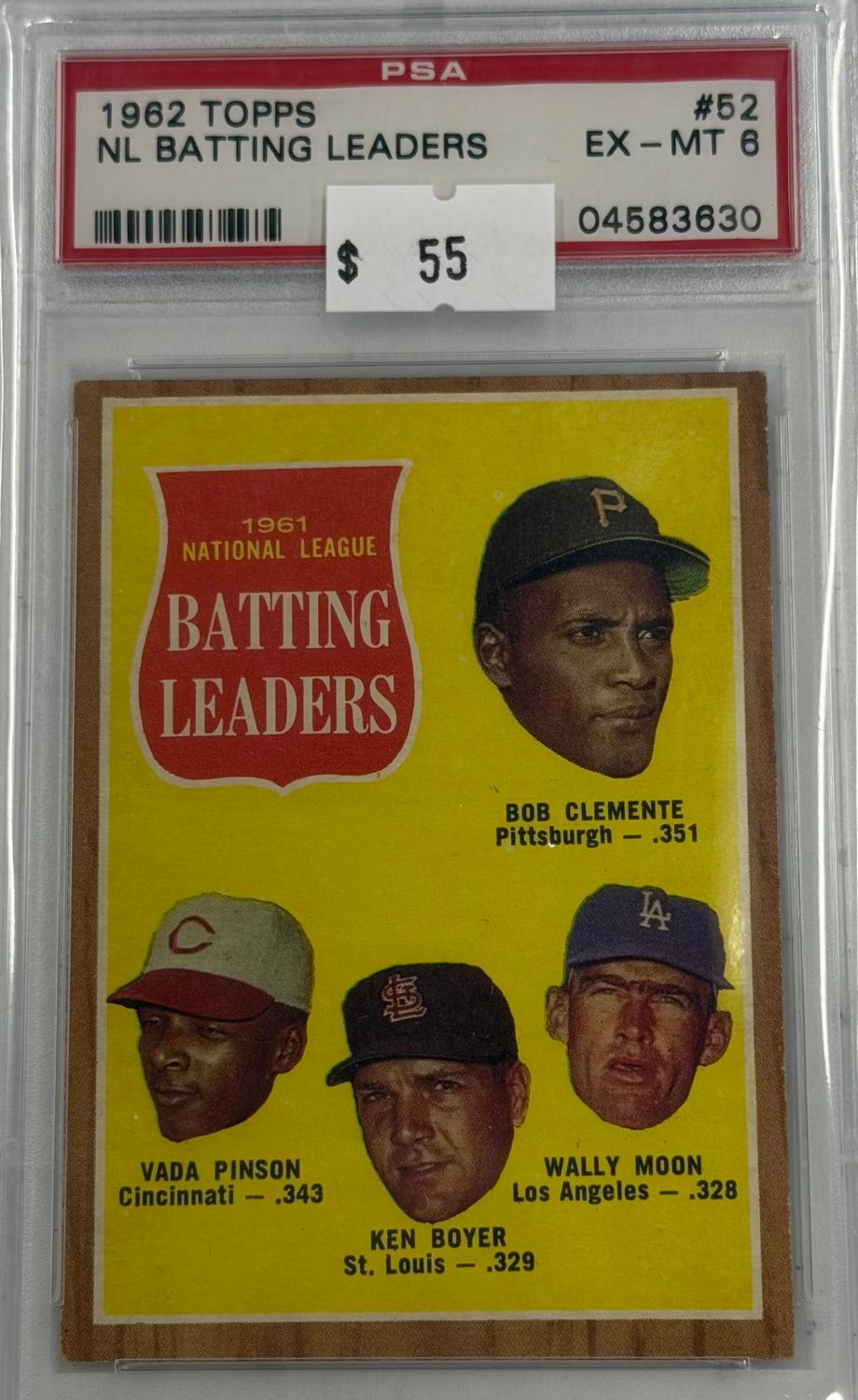 1962 Topps NL Batting Leaders #52 PSA 6 (EX-MT) #04583630