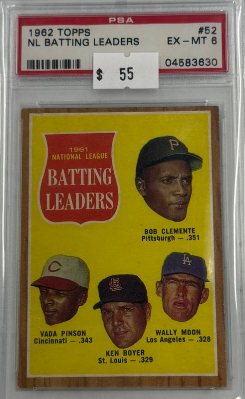 1962 Topps NL Batting Leaders #52 PSA 6 (EX-MT) #04583630