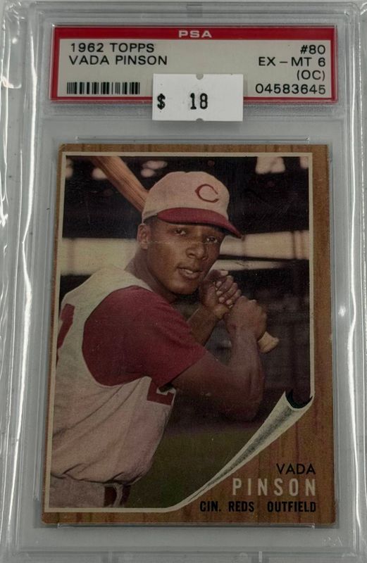 1962 Topps Vada Pinson #80 PSA 6 (OC) (EX-MT) #04583645