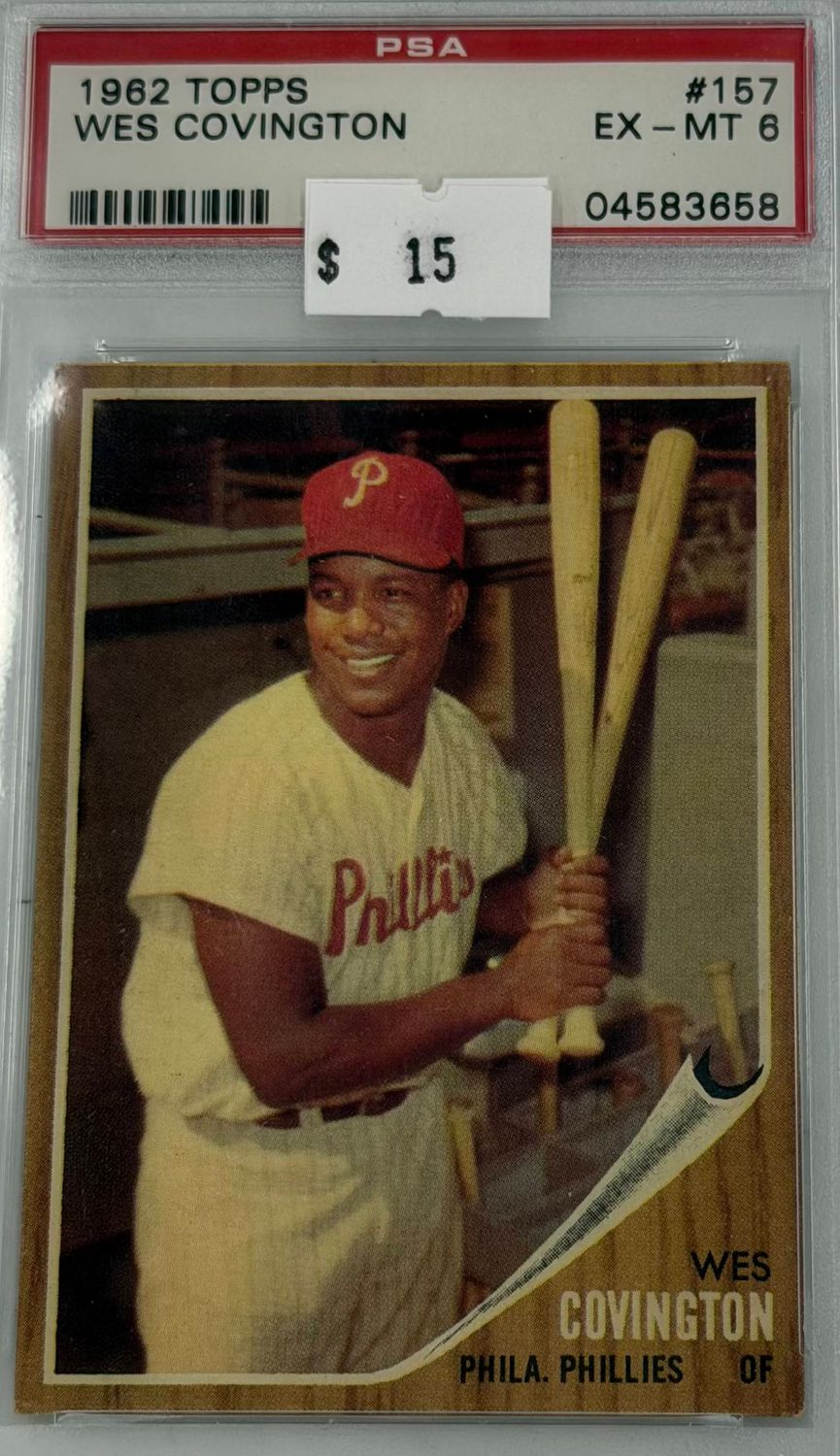 1962 Topps Wes Covington #157 PSA 6 (EX-MT) #04583658