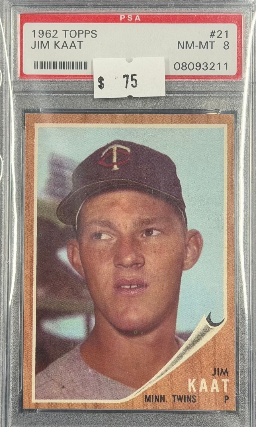 1962 Topps Jim Kaat #21 PSA 8 (NM-MT) #08093211