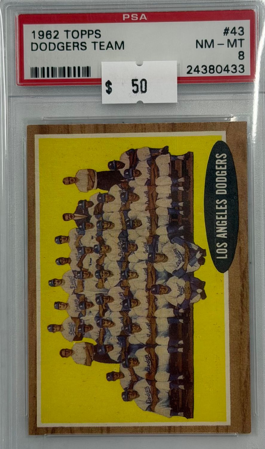 1962 Topps Dodgers Team #43 PSA 8 (NM-MT) #24380433