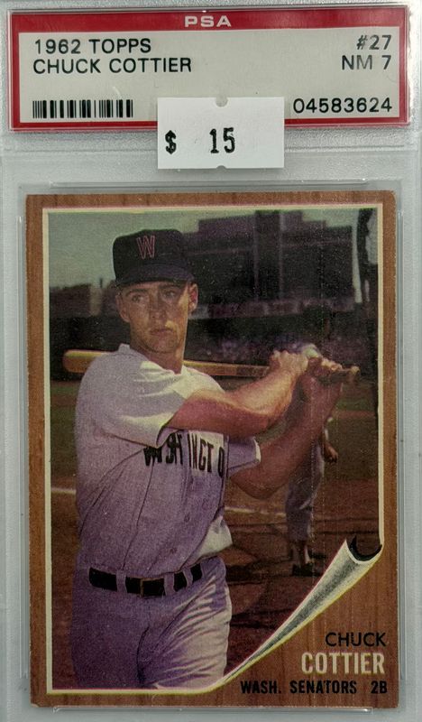 1962 Topps Chuck Cottier #27 PSA 7 (NM) #04583624