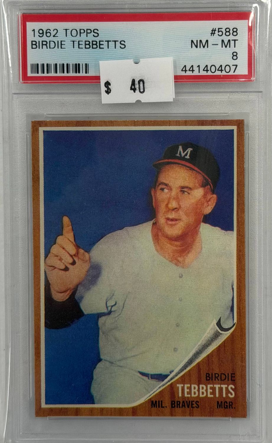 1962 Topps Birdie Tebbetts #588 PSA 8 (NM-MT) #44140407