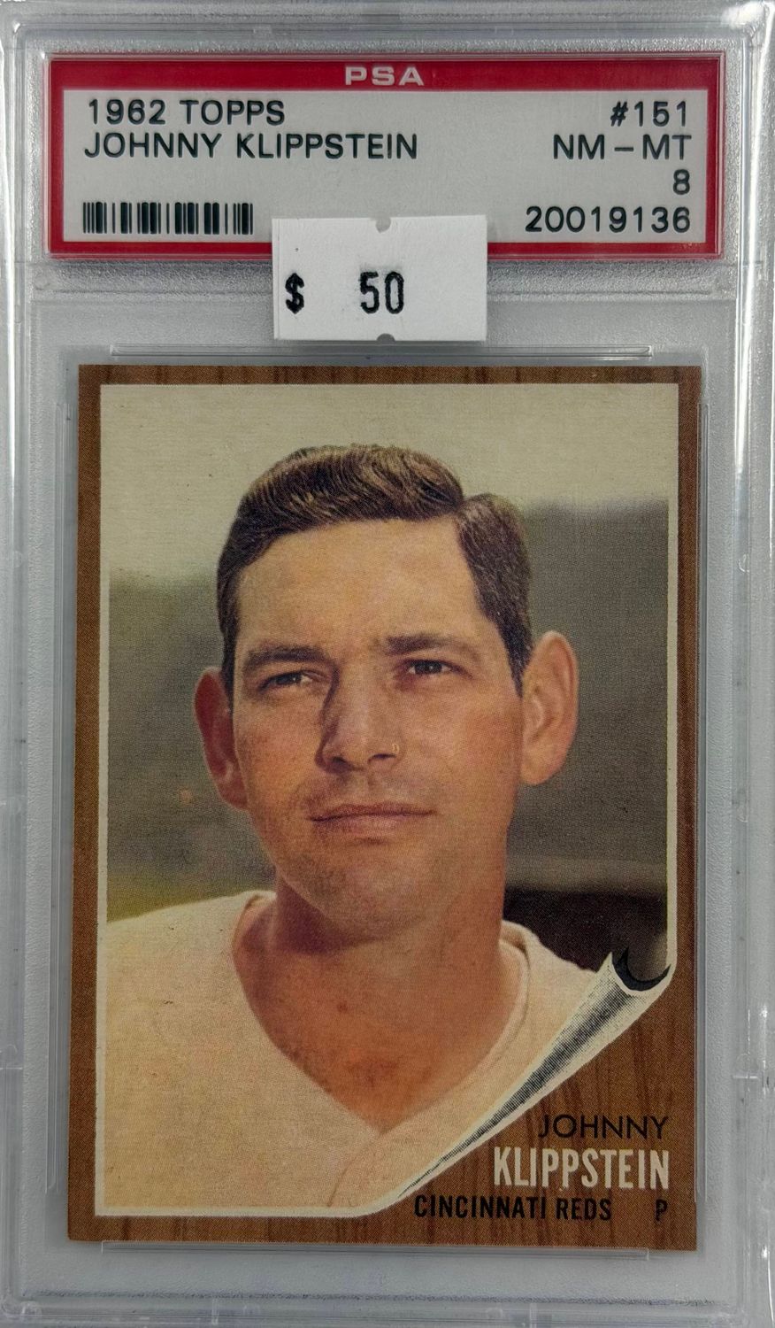 1962 Topps Johnny Klippstein #151 PSA 8 (NM-MT) #20019136