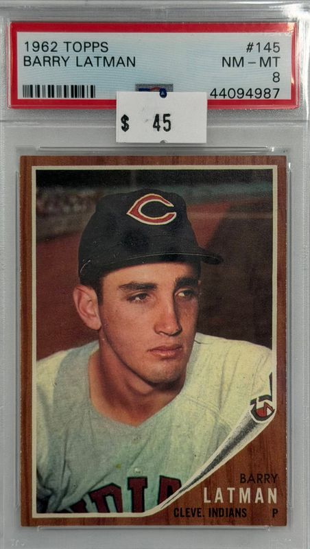 1962 Topps Barry Latman #145 PSA 8 (NM-MT) #44094987