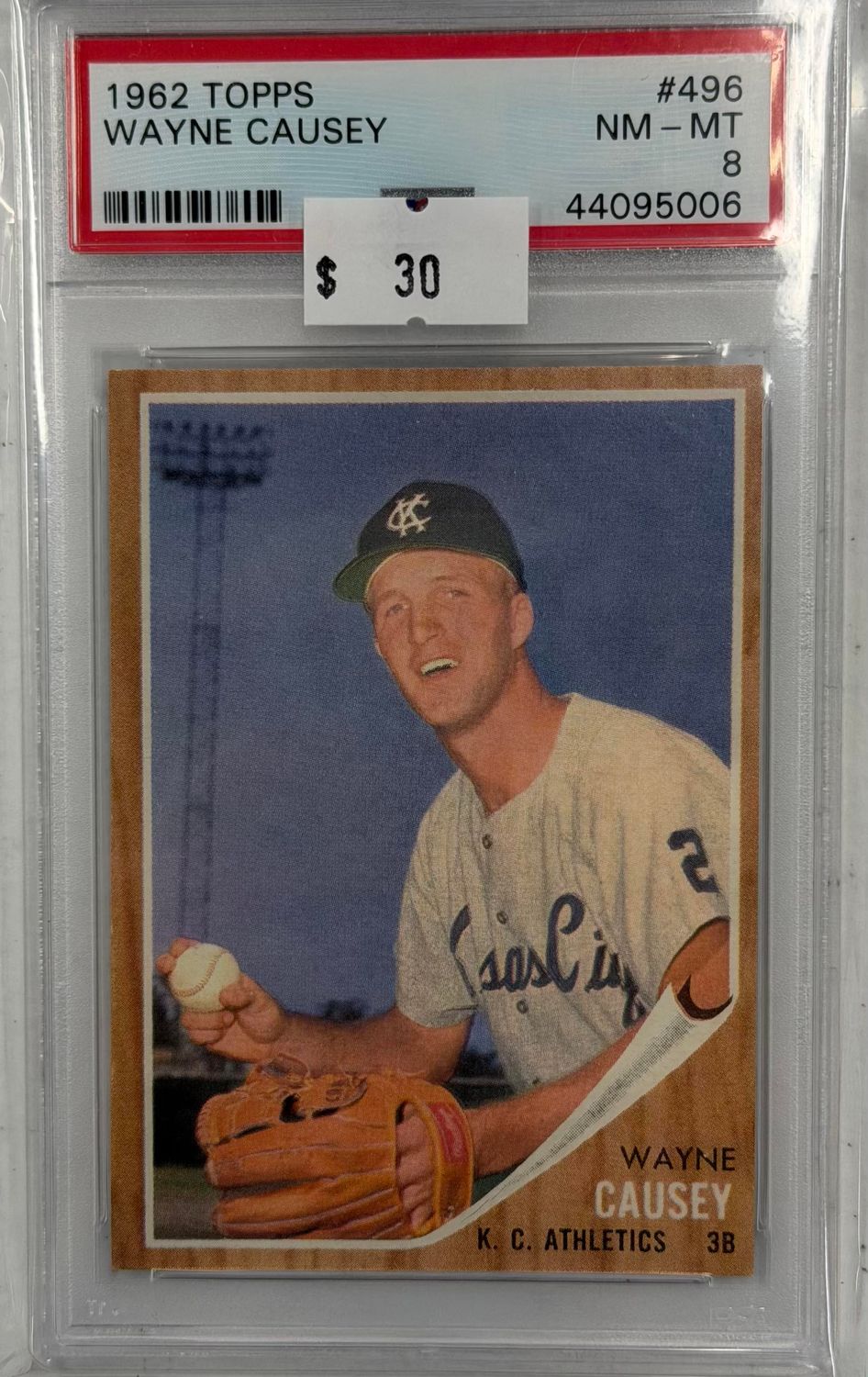 1962 Topps Wayne Causey #496 PSA 8 (NM-MT) #44095006